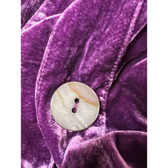 Habitat purple velvet ¾ sleeve button front shirt size L - Picture 10 of 13